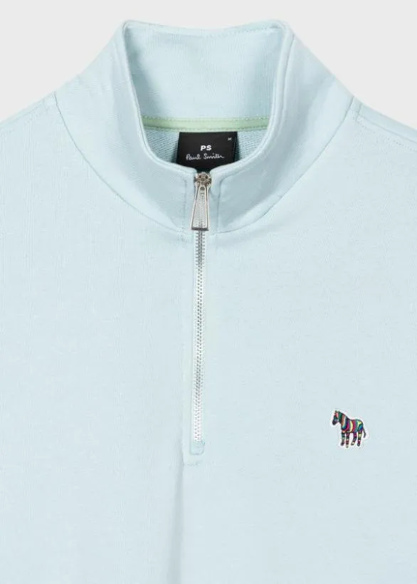 Paul Smith Sweatshirts and Hoodies Zebra Logo ZipNeck Sweatshirt Light Blue 8211 Mens
