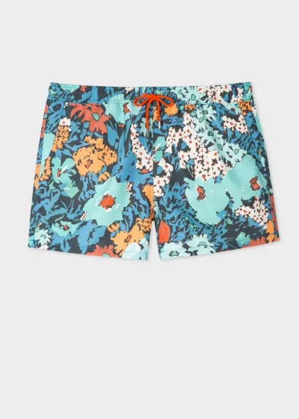 Paul Smith Swimwear 039Tropical Floral039 Swim Shorts Turquoise 8211 Mens