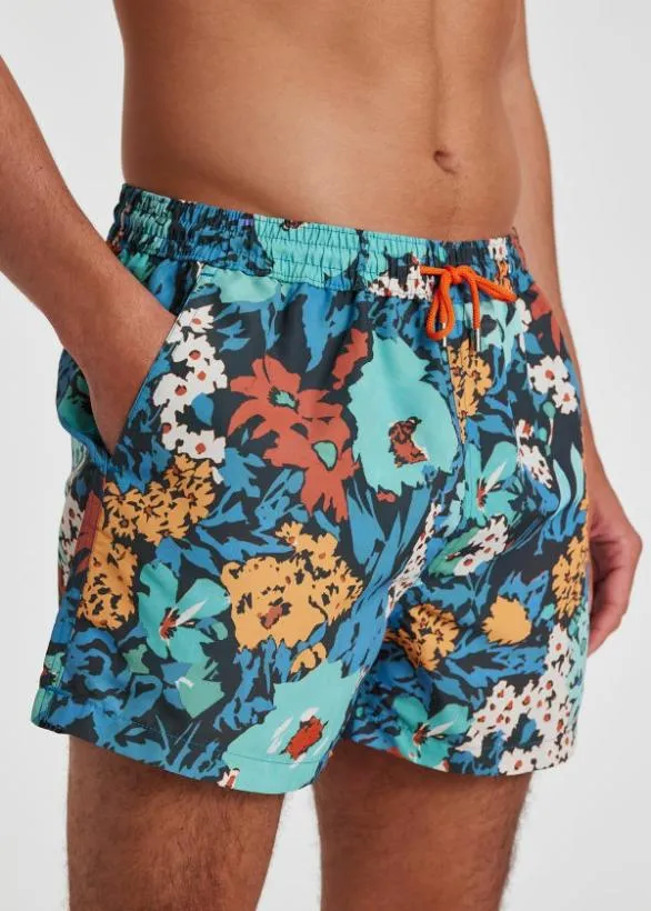 Paul Smith Swimwear 039Tropical Floral039 Swim Shorts Turquoise 8211 Mens