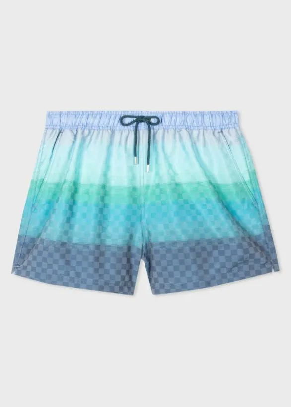 Paul Smith Swimwear Gradient Check Jacquard Swim Shorts Blue 8211 Mens