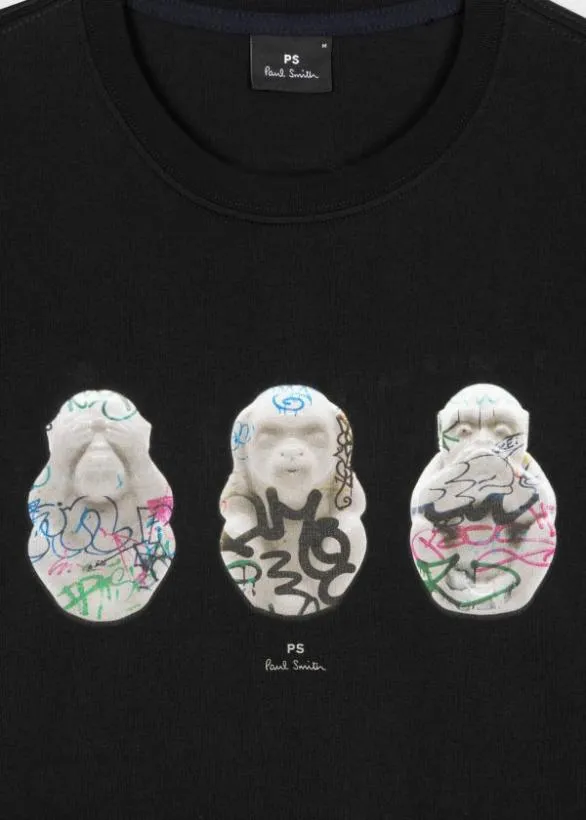 Paul Smith TShirts 039Graffiti Monkeys039 Organic Cotton TShirt Black 8211 Mens