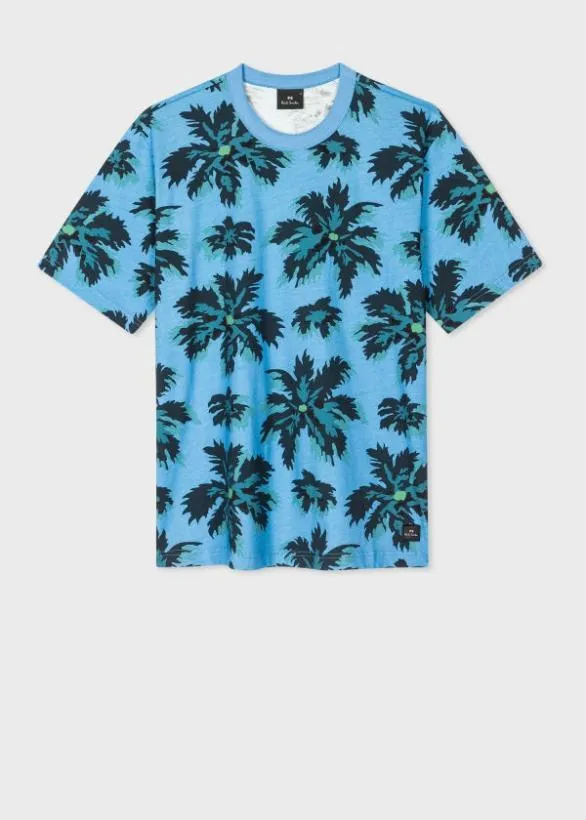 Paul Smith TShirts 039Palmera039 Print Cotton TShirt Blue 8211 Mens