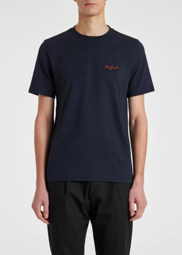Paul Smith TShirts 039Shadow Logo039 Organic Cotton TShirt Navy 8211 Mens