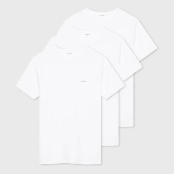 Paul Smith TShirts Logo Organic Cotton Lounge TShirts Three Pack White 8211 Mens
