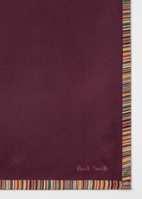 Paul Smith Tailoring 039Signature Stripe039 Silk Pocket Square Maroon 8211 Mens