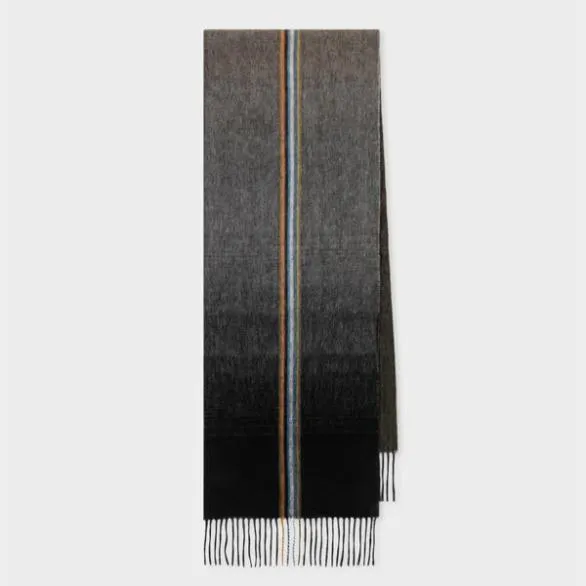 Paul Smith Tailoring CashmereBlend Gradient Stripe Scarf Grey 8211 Mens