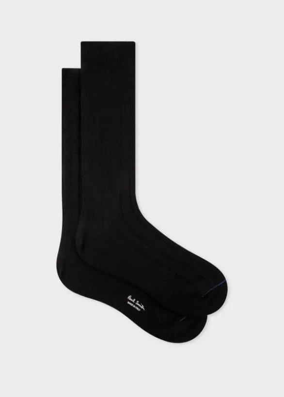 Paul Smith Tailoring CottonBlend Ribbed Socks Black 8211 Mens