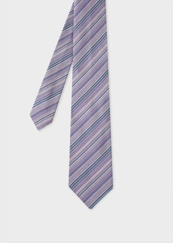 Paul Smith Ties Stripe Silk Tie Lilac 8211 Mens