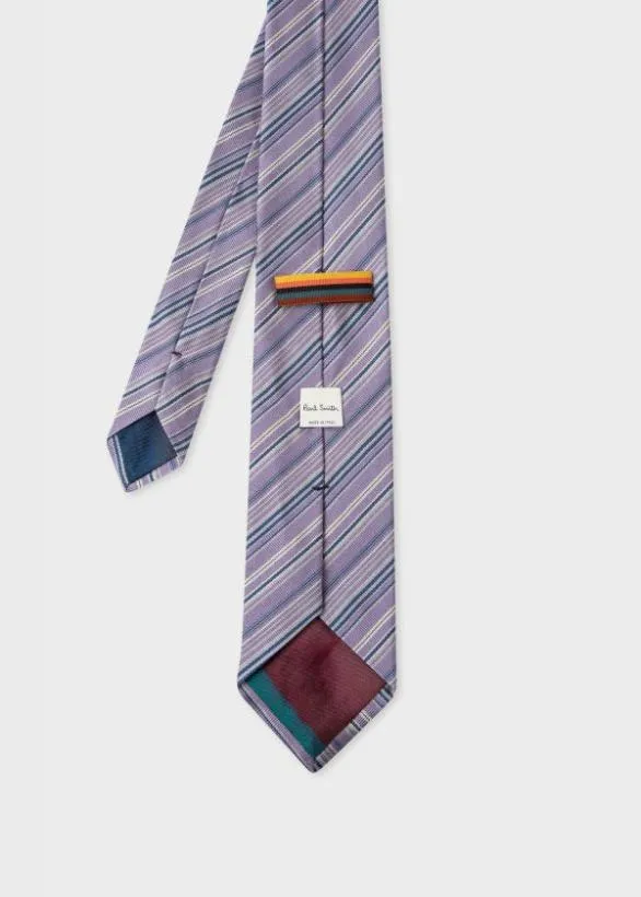 Paul Smith Ties Stripe Silk Tie Lilac 8211 Mens