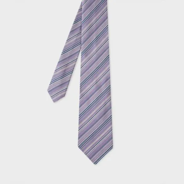 Paul Smith Ties Stripe Silk Tie Lilac 8211 Mens