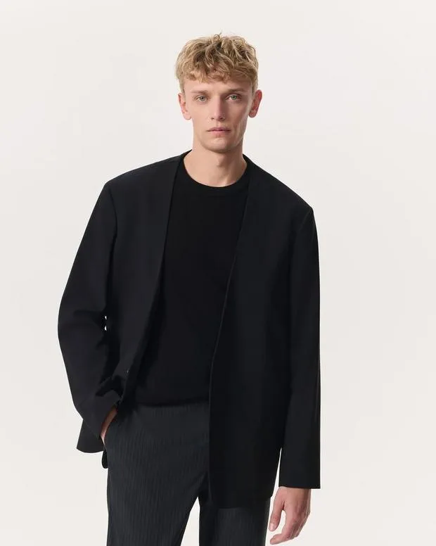 PolosBlazers rag and bone Men Collarless WoolBlend Ripstop Blazer Black