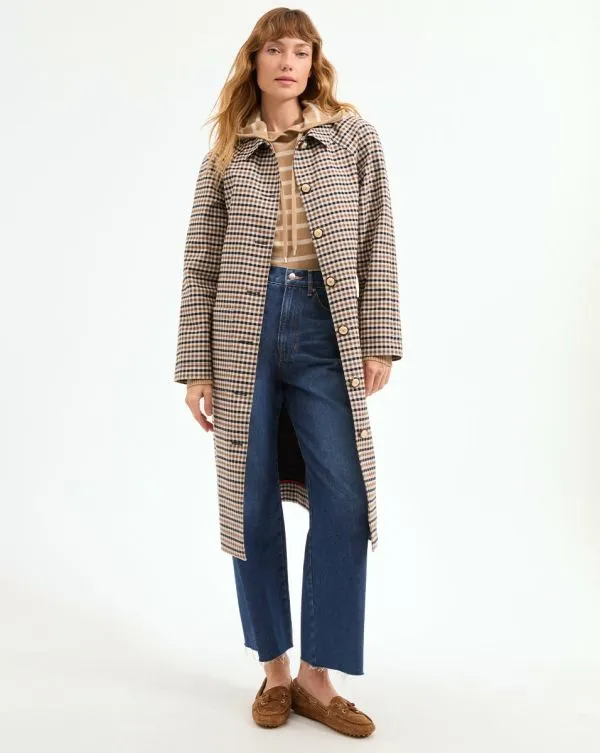 Quinton Plaid Coat Ivory Multi Women Veronica Beard Jackets and Outerwear