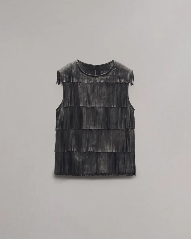 rag and bone Britney Leather Top Black Women Shirts and Tops