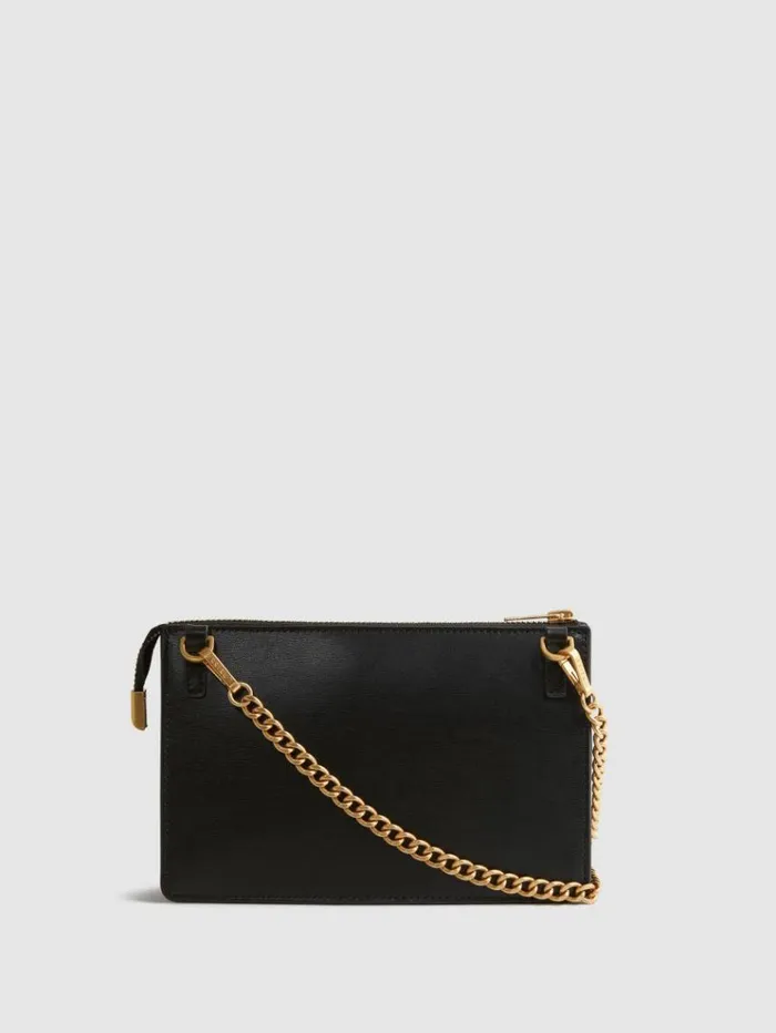 REISS Bags and Purses Women Leather Chain Crossbody Bag Black