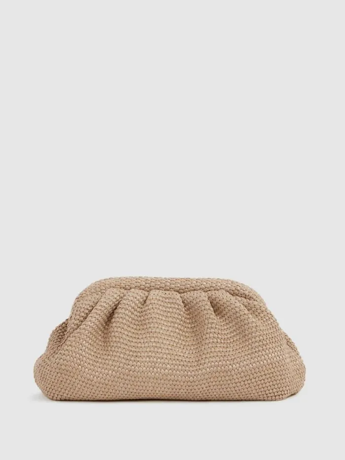REISS Bags and Purses Women Raffia Clutch Bag Natural