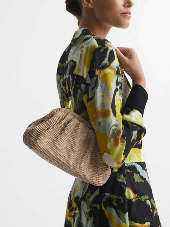 REISS Bags and Purses Women Raffia Clutch Bag Natural