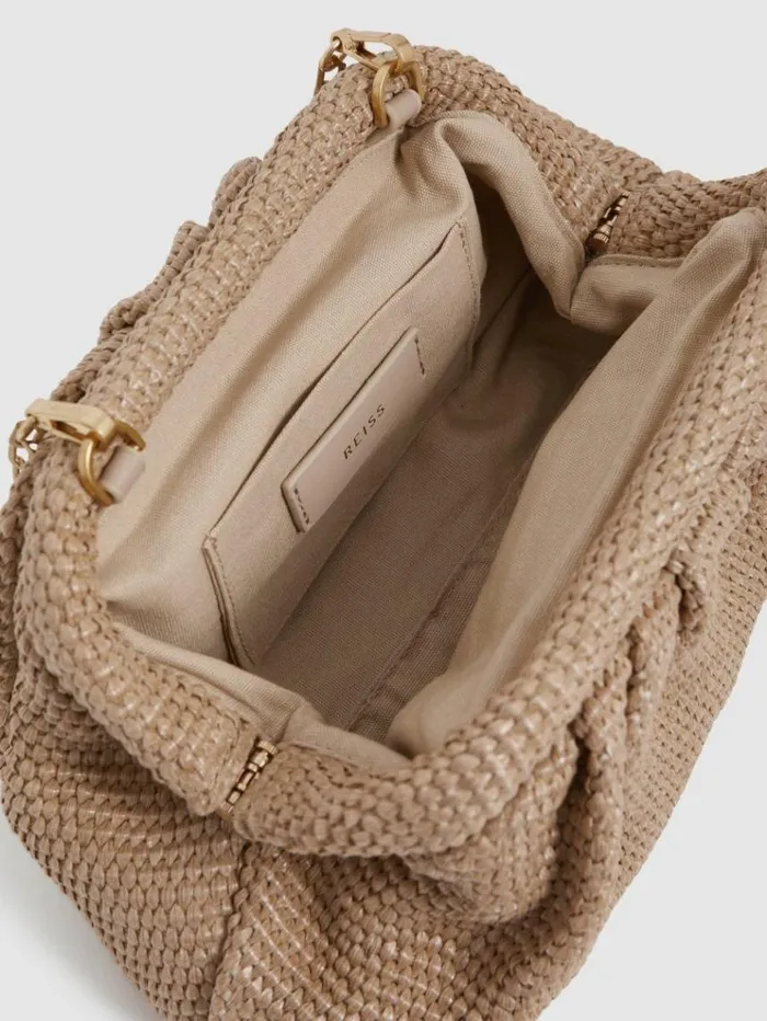 REISS Bags and Purses Women Raffia Clutch Bag Natural