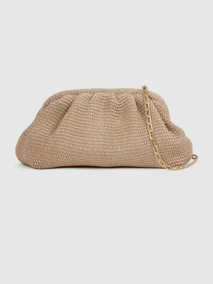 REISS Bags and Purses Women Raffia Clutch Bag Natural