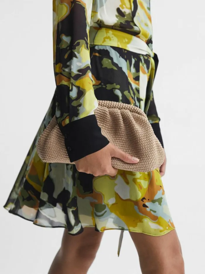 REISS Bags and Purses Women Raffia Clutch Bag Natural