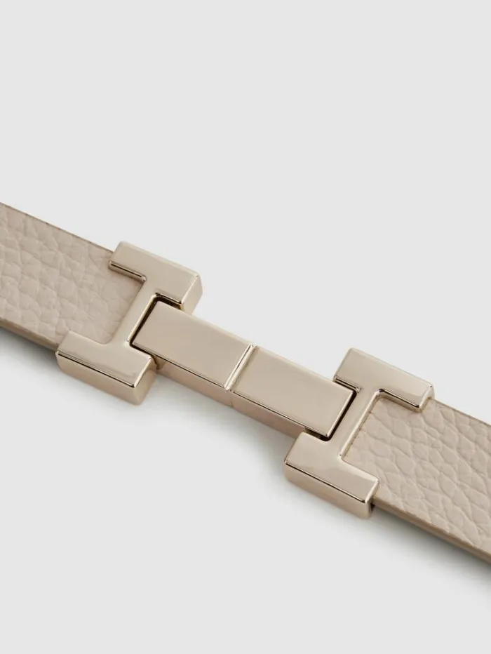 REISS Belts Women Leather Square Hinge Belt Stone