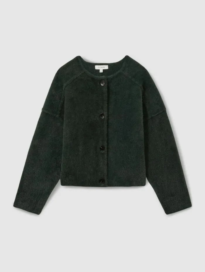 REISS Blazers and Jackets Women Florere Fluffy Cropped Jacket Green