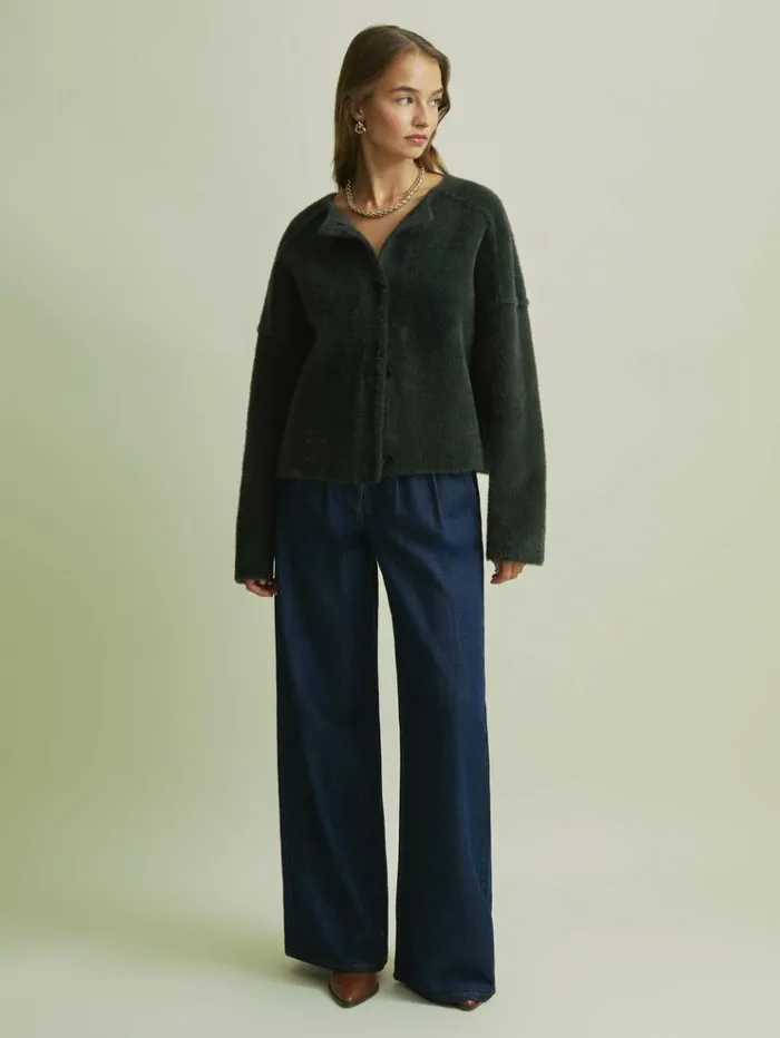 REISS Blazers and Jackets Women Florere Fluffy Cropped Jacket Green