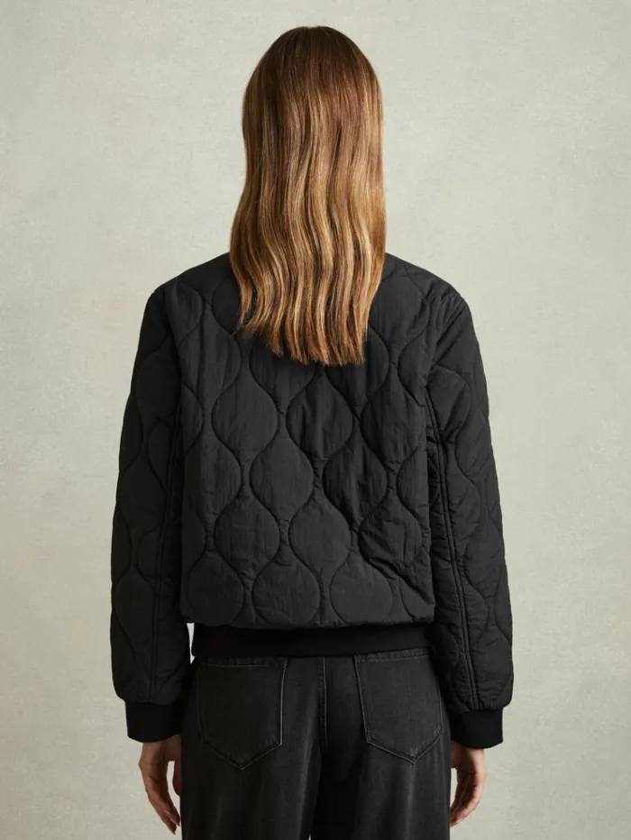 REISS Blazers and Jackets Women Quilted Bomber Jacket Black