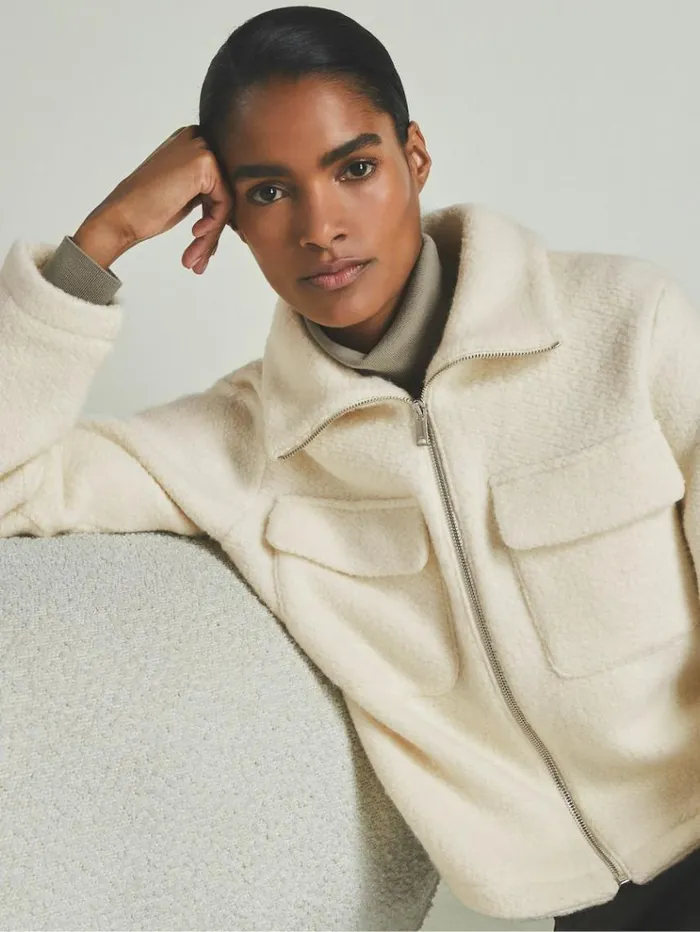 REISS Blazers and Jackets Women Reiss Les 100 Ciels WoolChenille Jacket Cream REISS Blazers and Jackets Women Reiss Les 100 Ciels WoolChenille Jacket Cream
