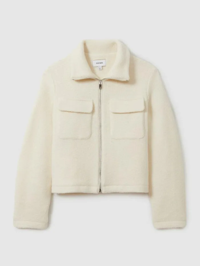 REISS Blazers and Jackets Women Reiss Les 100 Ciels WoolChenille Jacket Cream