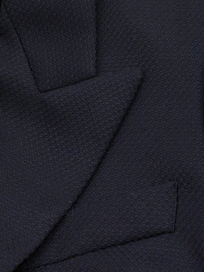 REISS Blazers and Jackets Women Textured Double Breasted Suit Blazer Navy