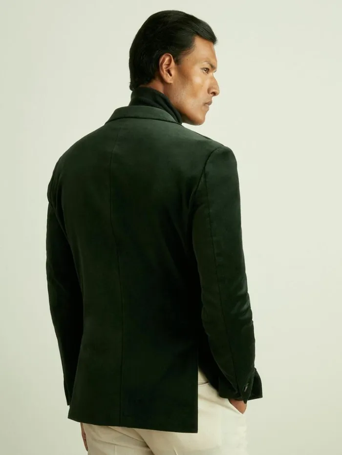 REISS Blazers Men CottonBlend Velvet Blazer Forest Green