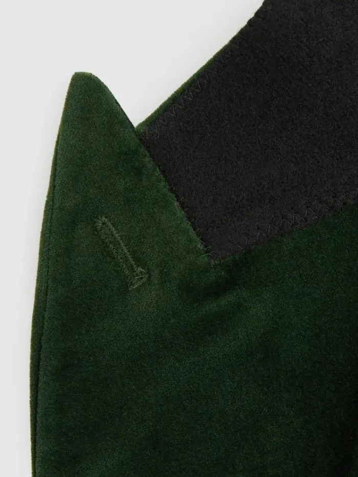 REISS Blazers Men CottonBlend Velvet Blazer Forest Green