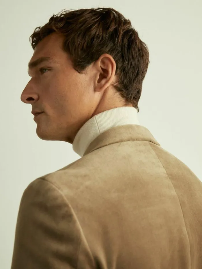 REISS Blazers Men CottonBlend Velvet Blazer Taupe Brown
