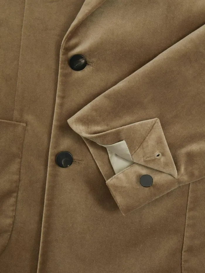 REISS Blazers Men CottonBlend Velvet Blazer Taupe Brown