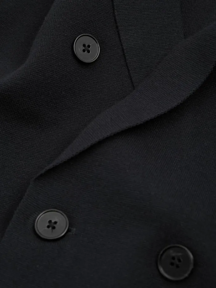 REISS Blazers Men Knitted Double Breasted Blazer Navy