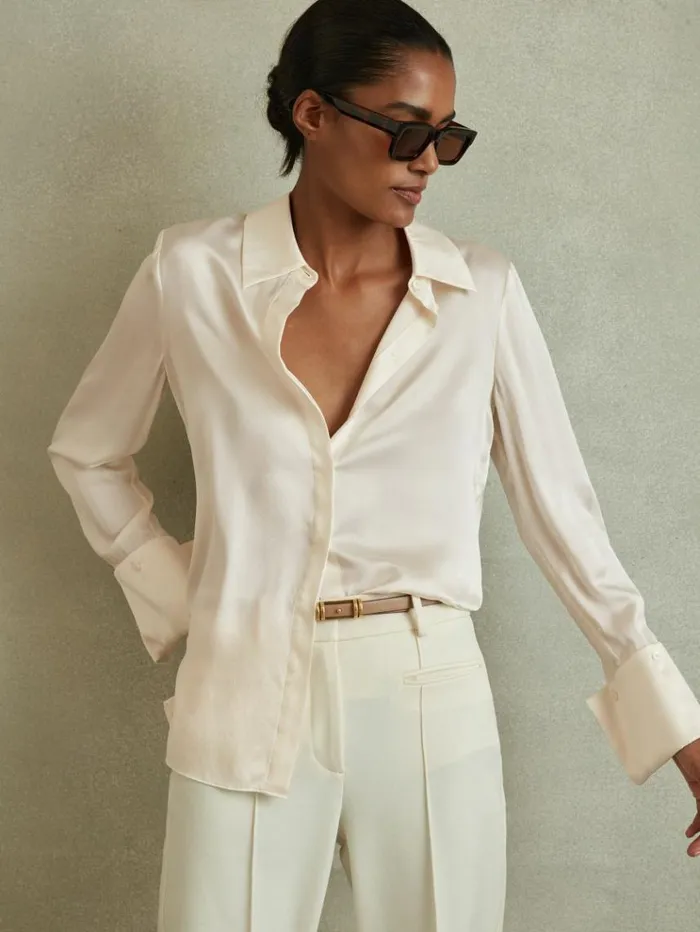 REISS Blouses and Shirts Women Silk Shirt Ivory