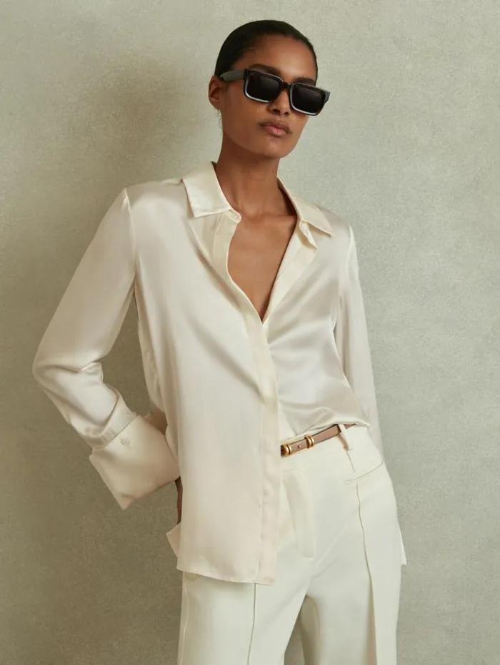 REISS Blouses and Shirts Women Silk Shirt Ivory