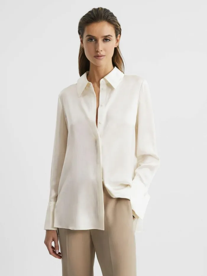REISS Blouses and Shirts Women Silk Shirt Ivory