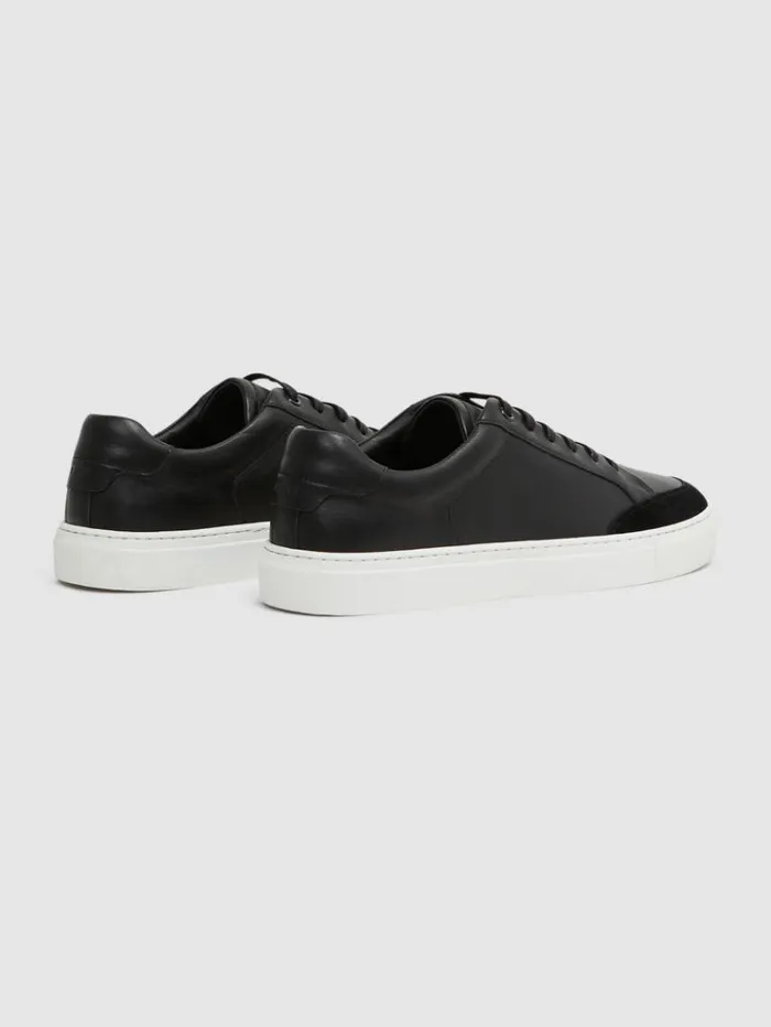 REISS Casual Shoes Men Leather Low Top Trainers Black