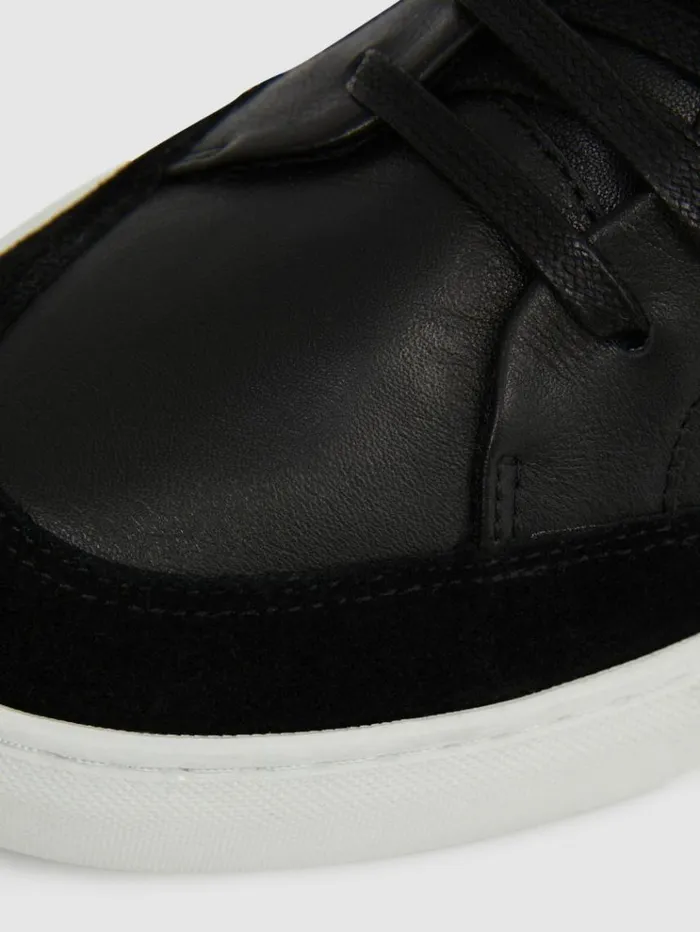 REISS Casual Shoes Men Leather Low Top Trainers Black