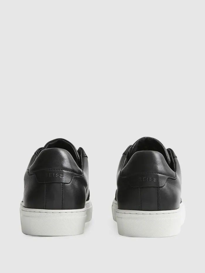 REISS Casual Shoes Men Leather Low Top Trainers Black