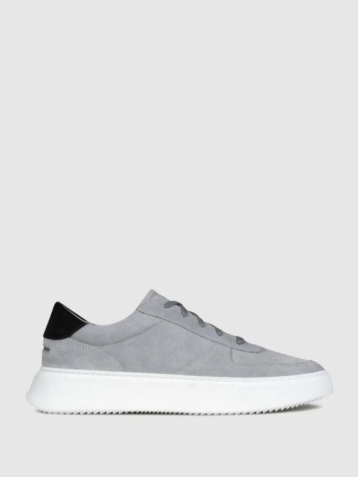 REISS Casual Shoes Men Unseen Footwear Suede Marais Trainers Greyblack