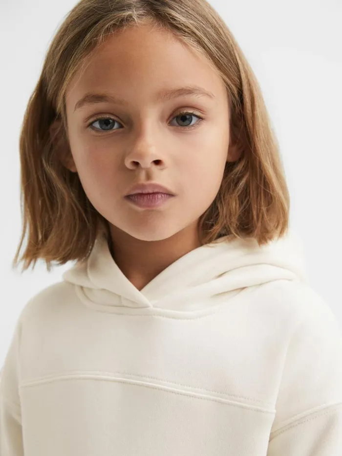 REISS CoOrds Children Cotton Blend Colourblock Hoodie And Joggers Set Ecru
