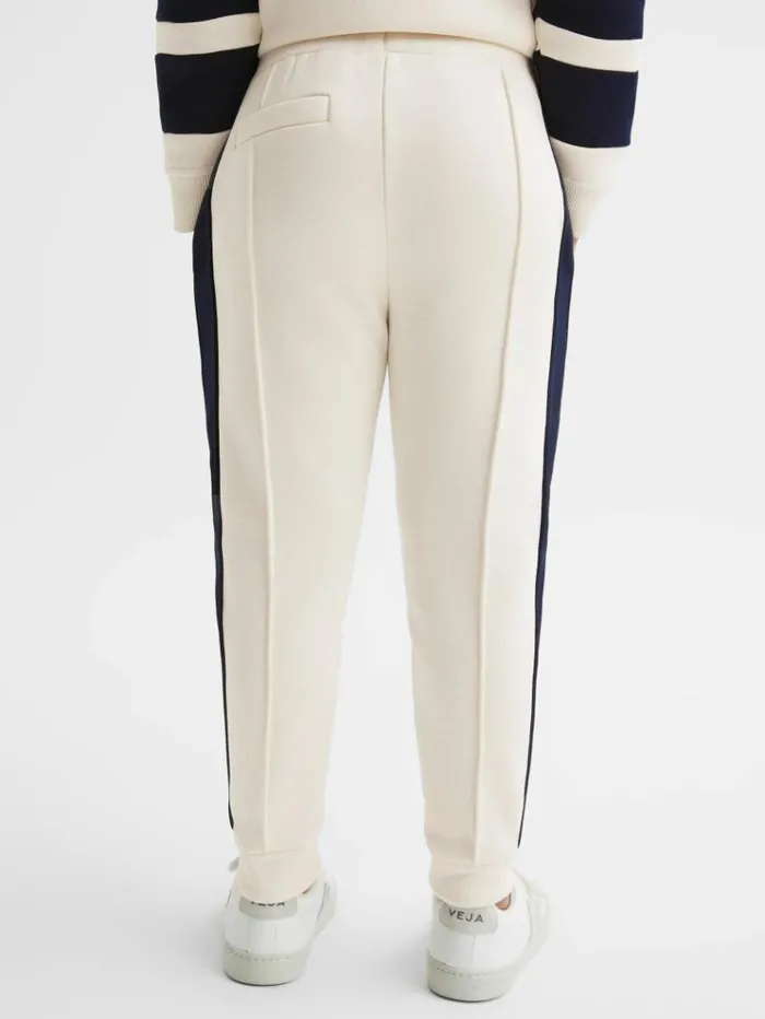 REISS CoOrds Children Cotton Blend Colourblock Hoodie And Joggers Set Ecru