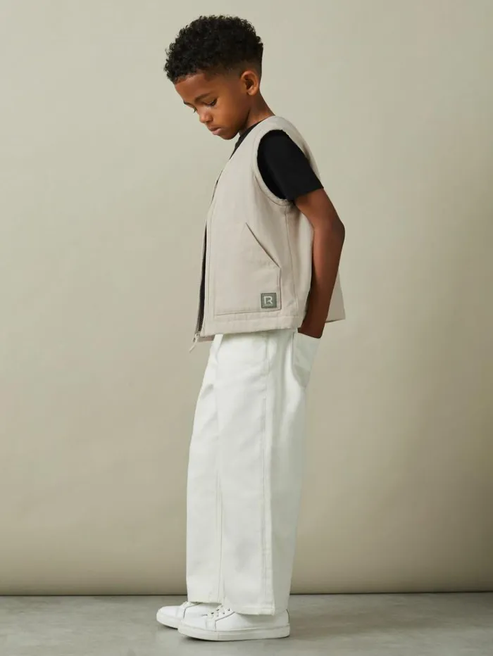REISS Coats and Jackets Children Cotton Quilted Gilet Off White