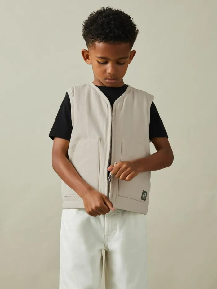 REISS Coats and Jackets Children Cotton Quilted Gilet Off White