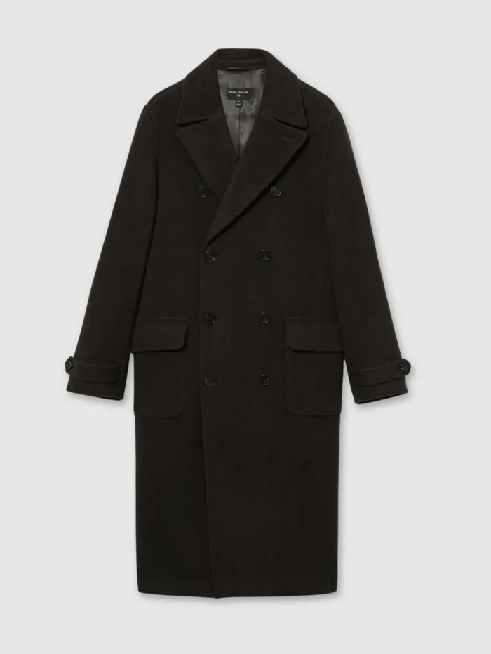 REISS Coats and Jackets Men Atelier WoolBlend Felt DoubleBreasted Coat Brown