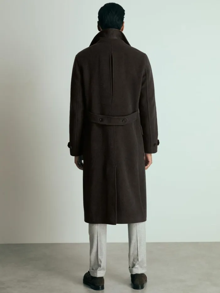 REISS Coats and Jackets Men Atelier WoolBlend Felt DoubleBreasted Coat Brown