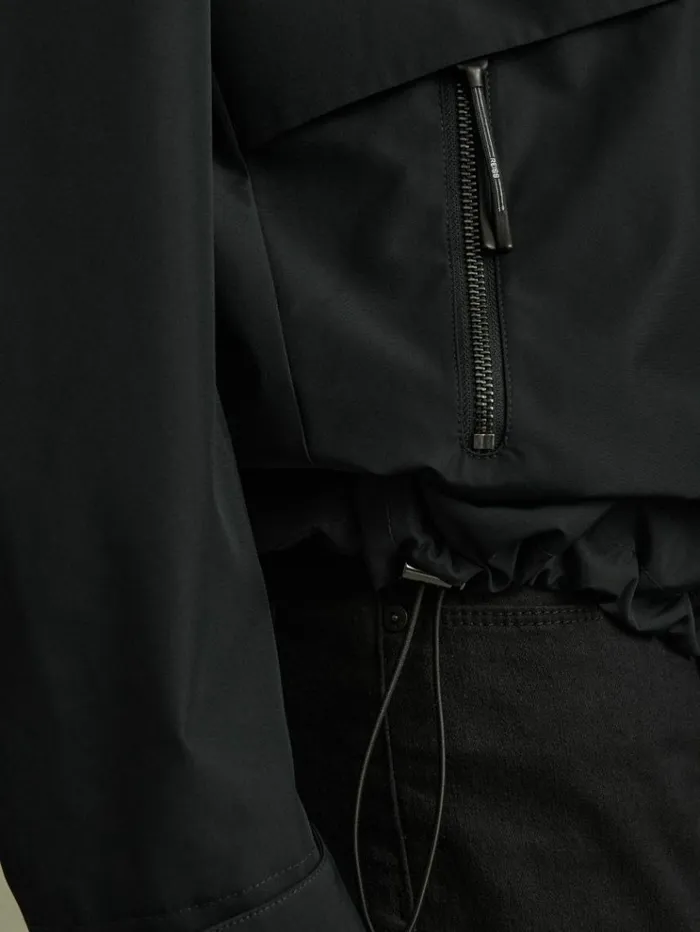 REISS Coats and Jackets Men Drawstring Hem Technical Hooded Jacket Navy