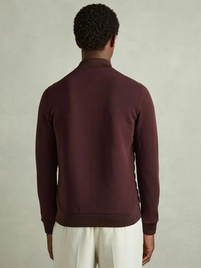 REISS Coats and Jackets Men Hybrid Quilt And Knit ZipThrough Jacket Bordeaux
